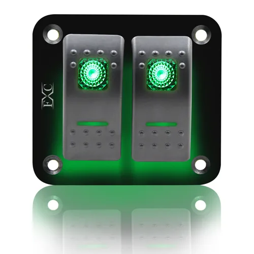 Miniatura 9 de FXC - Panel de interruptor basculante de aluminio de 6 bandas, interruptores de palanca de 5 pines encendido/apagado, 2 LED retroiluminados