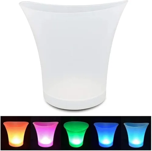 Miniatura 4 de Ochine Cubo de hielo LED para fiesta de vino, 5 L, gran capacidad, 7 cubos de hielo que cambian de color, impermeable, champán, retro, vino, bebida