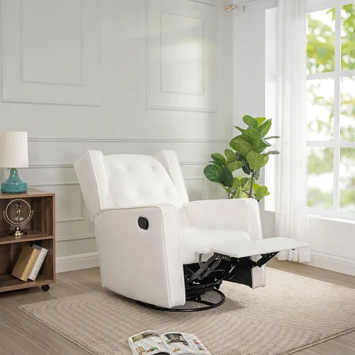 Miniatura 7 de Naomi Home Silla reclinable giratoria para adultos y ancianos, cómoda sala de estar reclinable con giro de 360°, reclinable manual con reposapiés