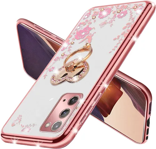 Miniatura 3 de Funda protectora transparente con función atril y correa para Samsung Galaxy Note 20 para Note 20, para Samsung Galaxy Note 20 (oro rosa)