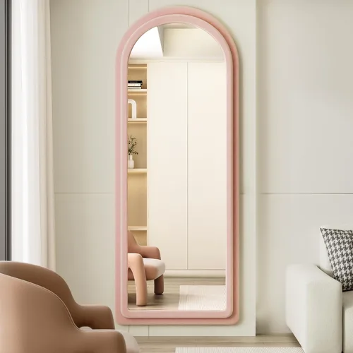 Miniatura 4 de Espejo de Piso, Espejo de Cuerpo Entero con Soporte, 63"x24" Espejo Arqueado Independiente de Cuerpo Entero para Colgar o Apoyar, Espejos de Pared