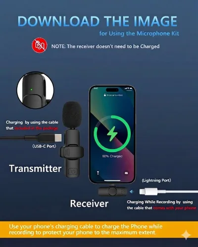 Miniatura 6 de Caiord 2 Pack de micrófonos inalámbricos profesionales Lavalier para iPhone iPad (iPhone 14 y versiones anteriores), micrófonos de solapa Plug-Play