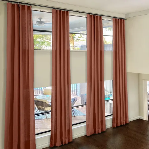Miniatura 16 de ChadMade Cortinas de lino de 216 pulgadas de largo, 2 paneles de 52 pulgadas de ancho x 216 pulgadas de largo, color gris carbón, bolsillo para # 16