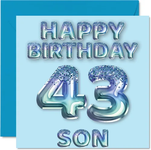 Miniatura 51 de Stuff4 Tarjeta de primer cumpleaños para niños, globo de fiesta con purpurina azul, tarjetas de feliz cumpleaños para niño de 1 año, nieto, hijo, 57