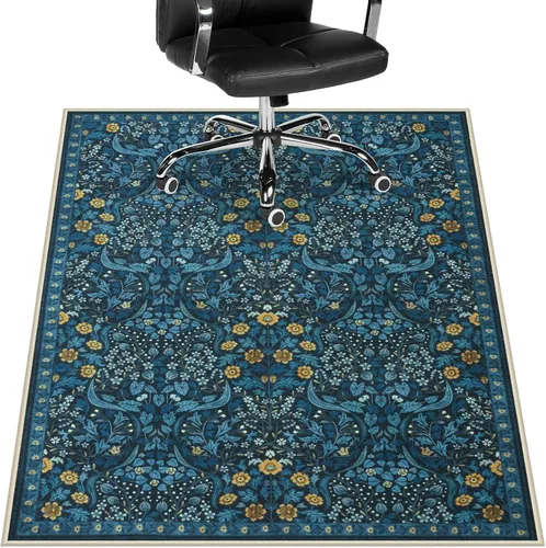 Anidaroel Tapete floral para silla de oficina para suelo de madera, 48 x 60 pulgadas, alfombra para debajo de la silla del escritorio, tapete