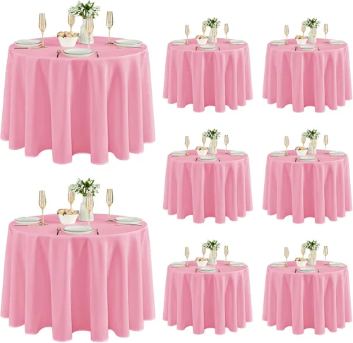 Miniatura 22 de Fitable - Paquete de 6 manteles redondos blancos - 120 pulgadas de diámetro - Manteles resistentes a las manchas y lavables, manteles de poliéster