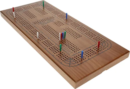 Miniatura 9 de WE Games Tabla de madera para 4 jugadores, tablero de madera natural maciza de 4 pistas, clavijas de plástico e instrucciones