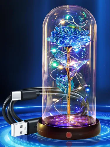 Miniatura 12 de Regalos de rosas para el día de la madre, rosas de cristal de galaxia preservadas para siempre, rosas iluminadas en cúpula de cristal, regalos de Un
