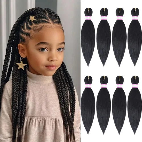 Extensiones de cabello para trenzar preestiradas, color negro, 12 pulgadas, 8 paquetes de cabello natural para trenzar, fácil trenza, ajuste de agua