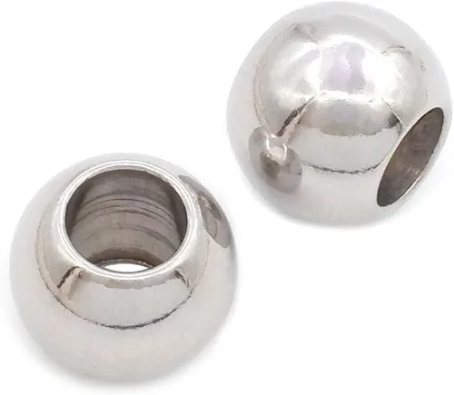 Miniatura 3 de 150 cuentas espaciadoras de acero inoxidable, cuentas redondas de metal pulido para manualidades, para hacer pulseras, collares, aretes, joyas