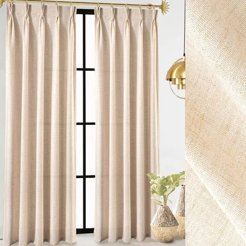 DriftAway Cortinas plisadas de lino semitransparentes con textura de casa de campo sólidas y rústicas modernas para sala de estar y dormitorio, 2