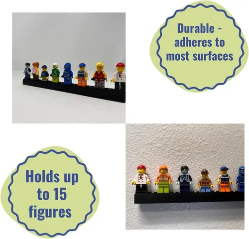Miniatura 2 de Collectibles - Tira adhesiva de montaje compatible con minifiguras Lego Muestra figuras en paredes o en la mayoría de superficies Fabricado