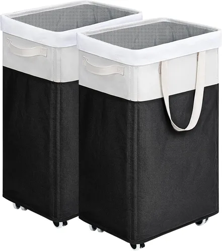 Miniatura 28 de Goodpick - Cesta de lavandería con ruedas, 75L, esenciales para dormitorio de universidad, cesta de ropa con bolsa de lavado extraíble para blanco