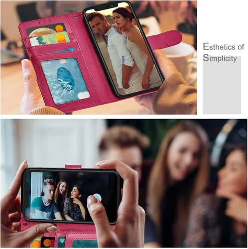 Miniatura 7 de Funda tipo cartera para iPhone 13, [Bloqueo RFID] con 3 ranuras para tarjetas con ranura para tarjeta de crédito, cubierta protectora magnética