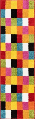 Miniatura 5 de Felpudo pequeño de Well Woven para habitación infantil, cocina. Suave y duradero de estilo moderno, diseño Daisy Flowers, con detalles en azul.