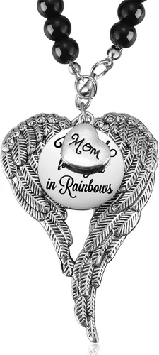 Collar conmemorativo de alas de ángel, regalos conmemorativos para la pérdida de mamá/papá/abuela/abuelo/hijo/hija, adorno conmemorativo para espejo