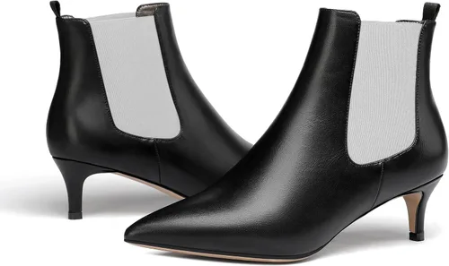 Miniatura 6 de WAYDERNS Botas de tacón bajo para mujer, estilo casual, puntera puntiaguda, patente, boda, gatito, de 2 pulgadas