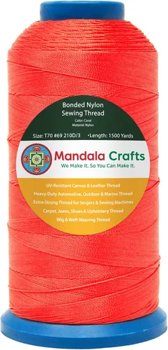 Miniatura 235 de Mandala Crafts - Hilo de nailon para coser cuero, tapicería, mezclilla y para trenzar el pelo; resistente, 1500 yardas, tamaño 69 T70 Marrón