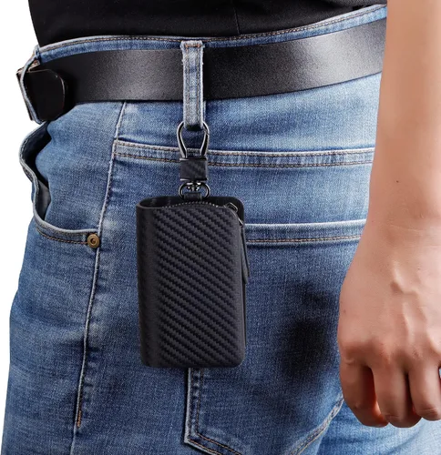 Miniatura 5 de VISOUL Funda para Llave de Coche con Doble Cremallera, Funda de Llavero Inteligente de Cuero para Coche con Llavero para Hombres y Mujeres