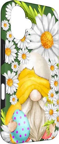 Miniatura 3 de iPhone 16 Easter Chick Gnome Graphic For Women Floral Daisy Flower Case