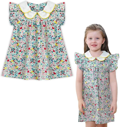Simplee kids Vestido azul claro para niñas Vestido de verano para niñas Vestido floral para niños pequeños Vestido de bebé azul