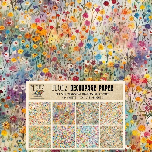 Miniatura 21 de Decoupage - Paquete de papel (24 hojas de 6 x 6 pulgadas), patrón de flores de neón FLONZ, papel de estilo vintage para decoupage, manualidades