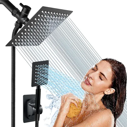 Miniatura 10 de Cabezal de Ducha de Lluvia de Alta Presión de 6'' con Combo Manual, Wosaisius Cabezal de Ducha de Cascada Totalmente de Metal, Cabezal de Ducha
