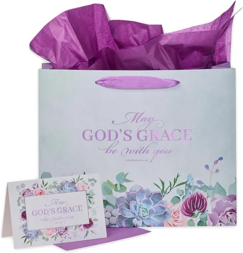 Miniatura 48 de Christian Art Gifts Bolsa de regalo grande de las Escrituras de Paisaje con tarjeta de felicitación y juego de papel de seda para niños: cada