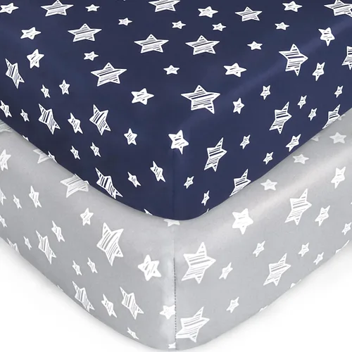 Miniatura 9 de Sábanas para Pack and Play para niña, paquete de 2 sábanas para mini cuna, sábana ajustada para corralito elástica, compatible con Graco Pack n