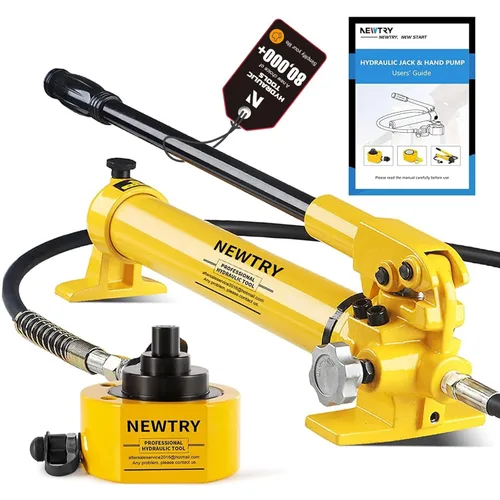 Miniatura 9 de NEWTRY Kit de potencia Porta de gato hidráulico de perfil bajo 10T + bomba manual hidráulica manual CP-180 Jack de sección múltiple, cilindro