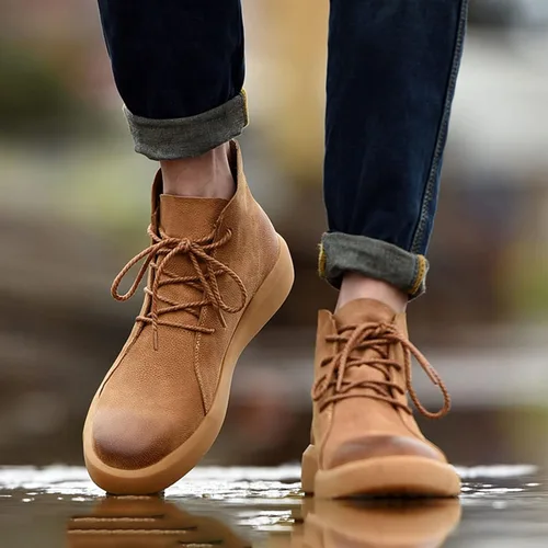 Miniatura 6 de Botas de cuero Chelsea para hombre, estilo casual, para otoñoinvierno, antideslizantes, para negocios, Oxford, trabajo, viajes, botines Chukka