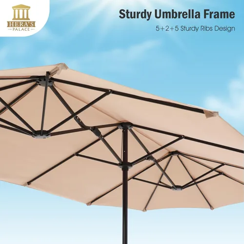 Miniatura 4 de HERA'S PALACE - Sombrilla de patio rectangular de 13 pies, sombrilla grande para exteriores con manivela, sombrilla de mesa para patio con potente