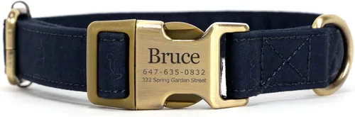 Miniatura 16 de Collar de perro personalizado con nombre y número de teléfono grabado, collar ajustable personalizado para cachorros, collar de algodón orgánico