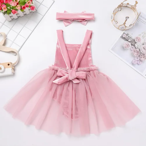 Miniatura 35 de Traje de bebé niña primer cumpleaños traje de encaje tul mameluco princesa tutú vestido de un año cumpleaños pastel Smash fotografía ropa