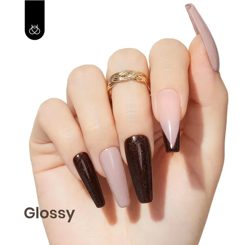 Miniatura 2 de Beetles - Esmalte de uñas de gel con purpurina marrón, 15 ml, color marrón chocolate de invierno, club de jazz, esmalte de uñas para manicura I