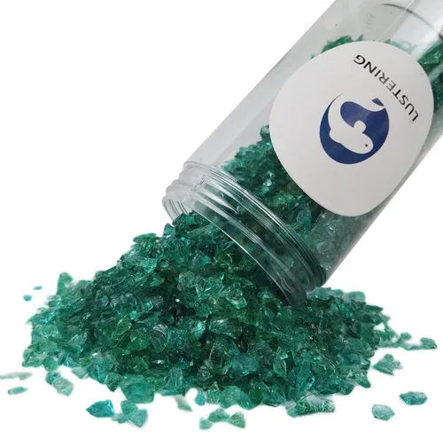 LUSTERING Vidrio triturado de alto brillo con purpurina, vidrio de fuego, vidrio roto, gemas de vidrio para foso de fuego, manualidades DIY de Rojo