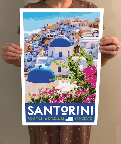 Miniatura 4 de GO SEE DESIGN Santorini - Póster de viaje de estilo vintage, 8 x 10, 12 x 18, 18 x 24 pulgadas, 24 x 36 pulgadas, 4 x 6 pulgadas, impresión