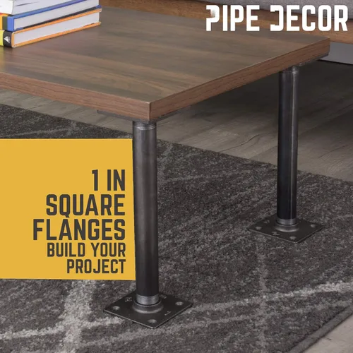 Miniatura 5 de PIPE DECOR - Brida de piso cuadrada de 1 pulgada, paquete de 4 unidades, hierro maleable, compatible con tubos de plomería de acero negro de un