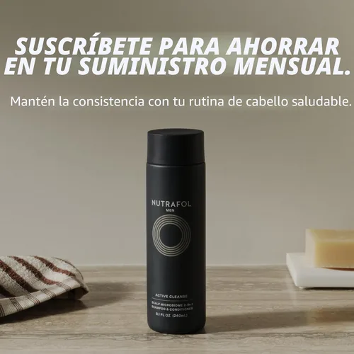 Miniatura 8 de Nutrafol Champú y acondicionador 2 en 1 para hombres, limpia, hidrata, desobstruye los poros, mejora el volumen y la fuerza del cabello, formulado