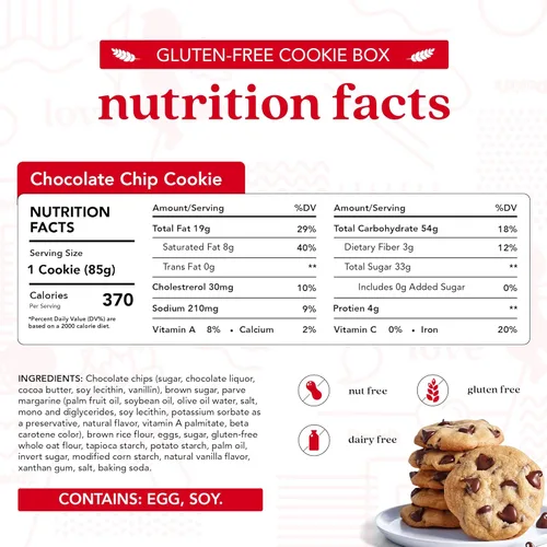 Miniatura 2 de David's Cookies Paquete de 9 galletas con chispas de chocolate sin gluten, galletas gourmet sin conservantes añadidos, postre fresco de panadería