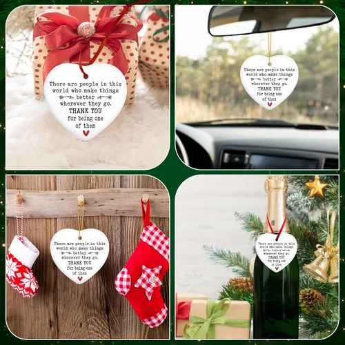 Miniatura 8 de TEEZWONDER Regalos de Navidad de Agradecimiento para Mujeres - Adornos Navideños de Cerámica 2025 con Tarjeta para Decoraciones del Árbol - Regalos