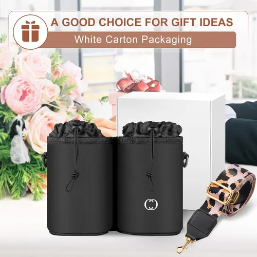 Miniatura 7 de Soporte para vasos de equipaje con correa de repuesto ajustable, aislamiento térmico, bolsillo con cremallera, accesorios de viaje, regalos