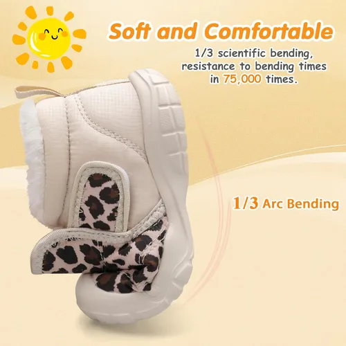 Miniatura 5 de QFH Zapatos cálidos de invierno para bebés, niños y niñas, botas de nieve antideslizantes para niños pequeños, botas de piel sintética resistentes
