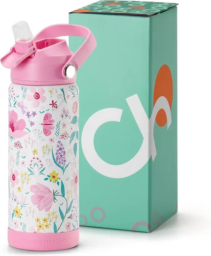 Miniatura 25 de Botella de Agua Choco Mocha para Niños para la Escuela, Botella de Agua Aislada para Niños de Acero Inoxidable para Niños, 14 Oz Camión Monstruo