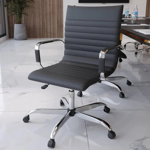Miniatura 2 de LeisureMod Silla de oficina ejecutiva ergonómica con soporte lumbar, silla de escritorio giratoria de cuero ajustable, silla de computadora