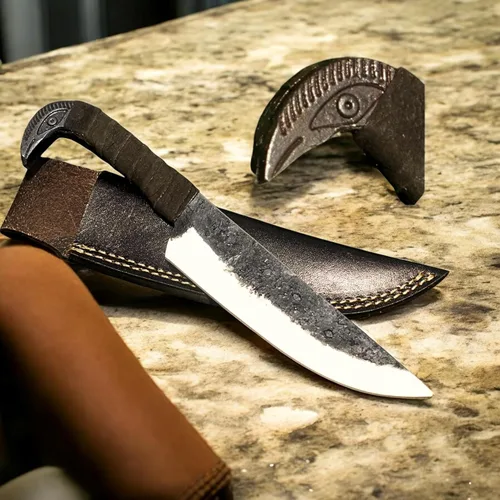 Miniatura 8 de Poshland Cuchillo Karambit de acero de Damasco hecho a mano de 9.5 pulgadas, hoja fija de espiga completa Cuchillo afilado para exteriores