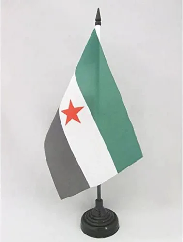 Miniatura 49 de Bandera de mesa de Andalucía 4'' x 6'' - Bandera de escritorio de la región española de Andalucía 5.9 x 3.9 in - Barra y base de plástico negro - AZ