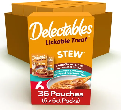 Miniatura 13 de Delectables Lickable Treat Stew Wet Cat Treats - Paquete variado de golosinas para gatos, hidratante, sin granos, sin rellenos, sin subproductos