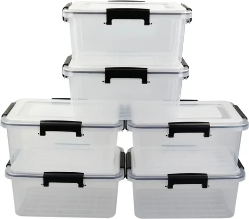 Miniatura 7 de Morcte Paquete de 6 cajas de almacenamiento transparentes con tapa de sellado de junta, caja de juntas de plástico de 12 cuartos de galón con cierre