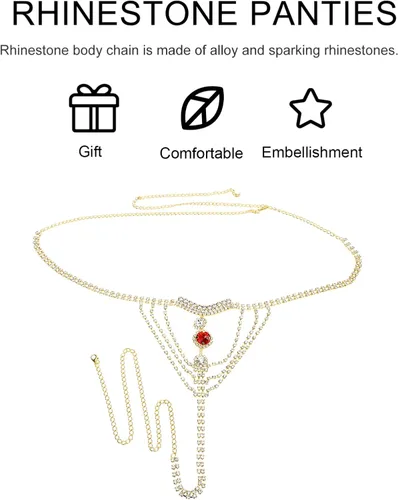 Miniatura 3 de Holibanna Sexy borla de cristal ropa interior tanga bragas club nocturno bragas de cristal bikini verano playa vientre cadera cintura cadena